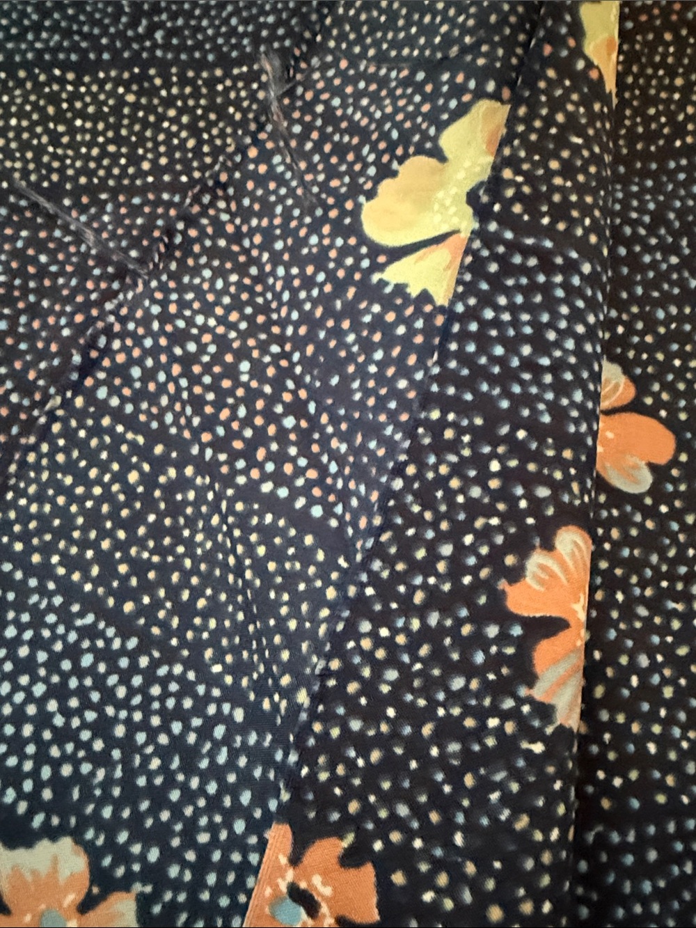Vintage 1980s Floral Dot Stripe Fabric Navy Peach Blue 5 Yards x 44” Apparel - Picture 7 of 11